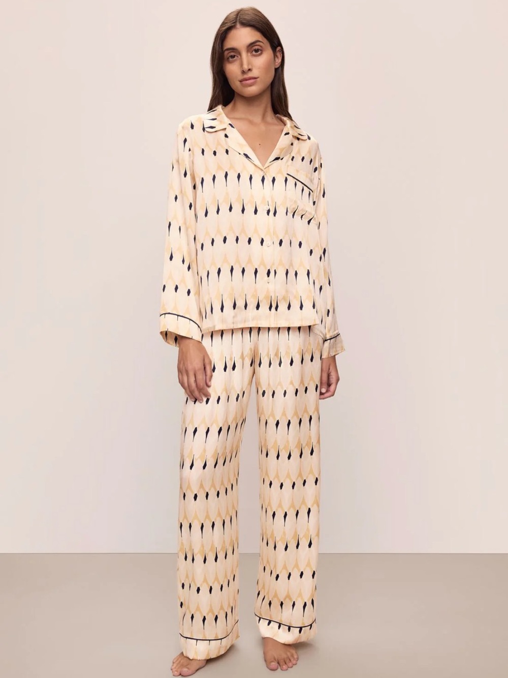 Eberjey silk printed long pj set